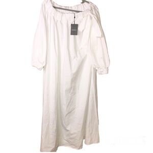 Koandaily cotton blend off shoulder tie bow maxi dress‎ white size small